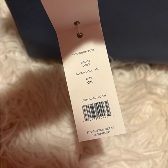 🌟 NWT Tory Burch Robinson Tote Bluewood Saffiano Leather + Dust Bag - Picture 8 of 10